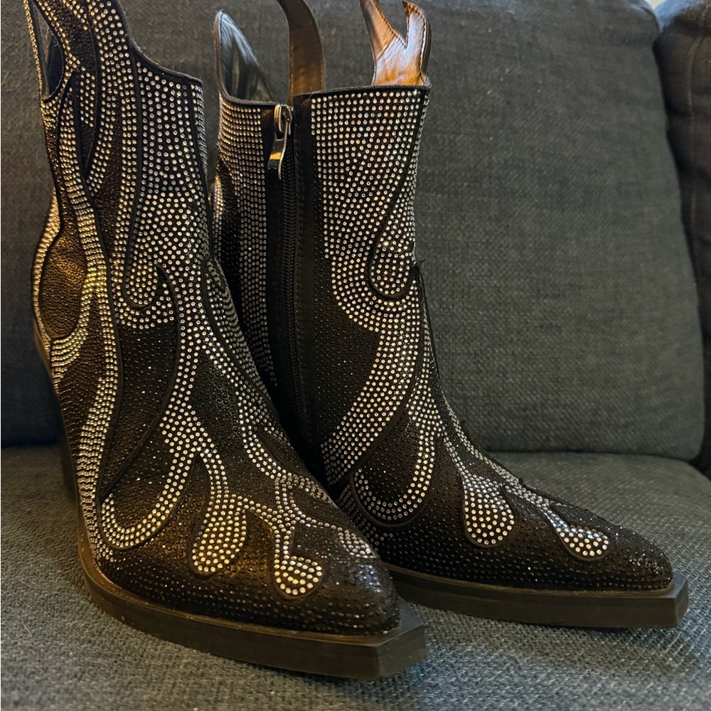 Black and Silver Studded Women's Boots